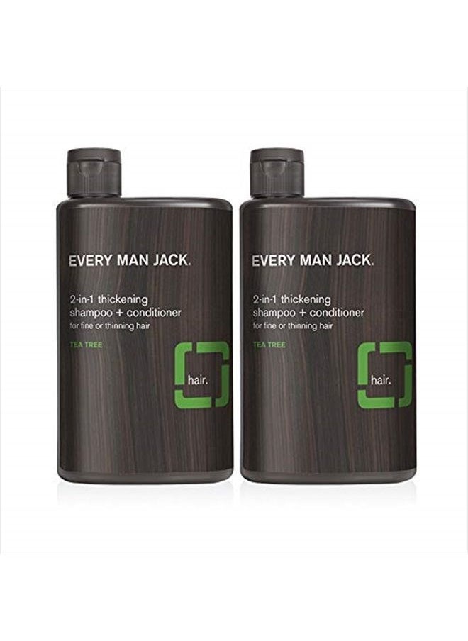 Every Man Jack - 2-in-1 Thickening Shampoo + Conditioner - Thicken, Cleanse, and Hydrate Hair with Coconut, Aloe, and Tea Tree Oil - Naturally Derived and No Harsh Chemicals - Twin Pack - Image 1