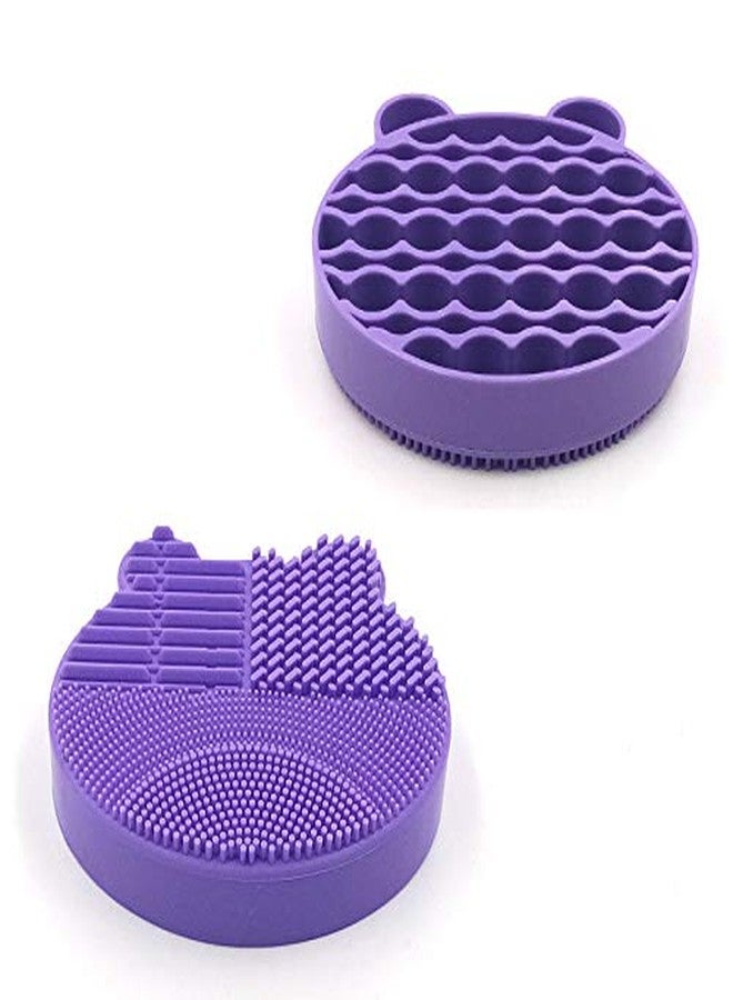 JCSMARTEC 2 in 1 Silicone Makeup Brush Cleaning Pad and Brush Drying Storage Stand Holder - Remove Facial Makeup Naturally (Purple) - Image 3