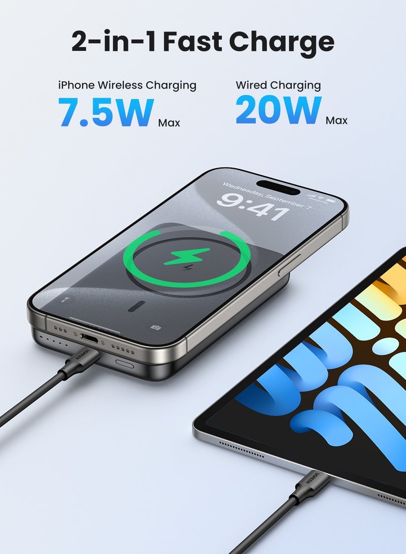 Ugreen 10000mAh Wireless Power Bank Magnetic MagSafe Wireless Portable Charger Fast Charging Charger PD 20W Wired Charging iPhone MagSafe Charger Battery Pack For iPhone 16 15 Series Apple Watch S10 Airpods - Image 5