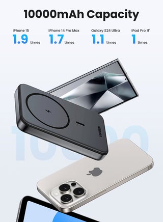 10000.0 mAh 10000mAh Wireless Power Bank Magnetic MagSafe Wireless Portable Charger Fast Charging Charger PD 20W Wired Charging iPhone MagSafe Charger Battery Pack For iPhone 16 15 Series Apple Watch S10 Airpods Grey - view 4