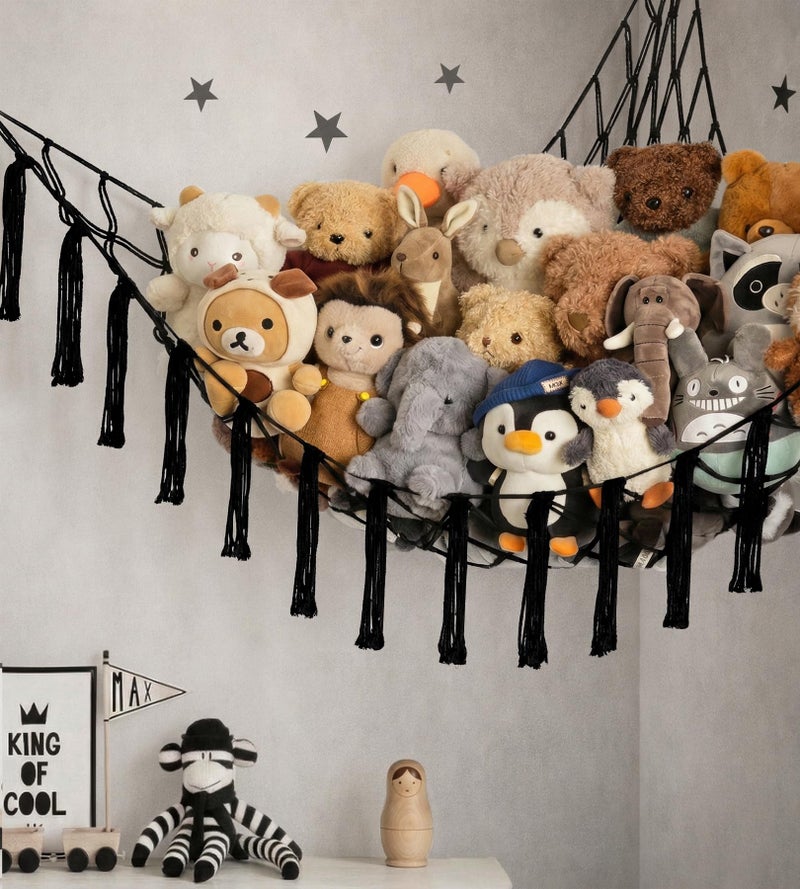 mirolam Stuffed Animal Storage Hammock or Net Corner - Large Toy Hammock Net for Stuffed Animals Room Decor - Cute Stuff Animal Organizer Plush Holder - Kids Baby Nursery Essentials Wall Bedroom Home Decor - Image 2