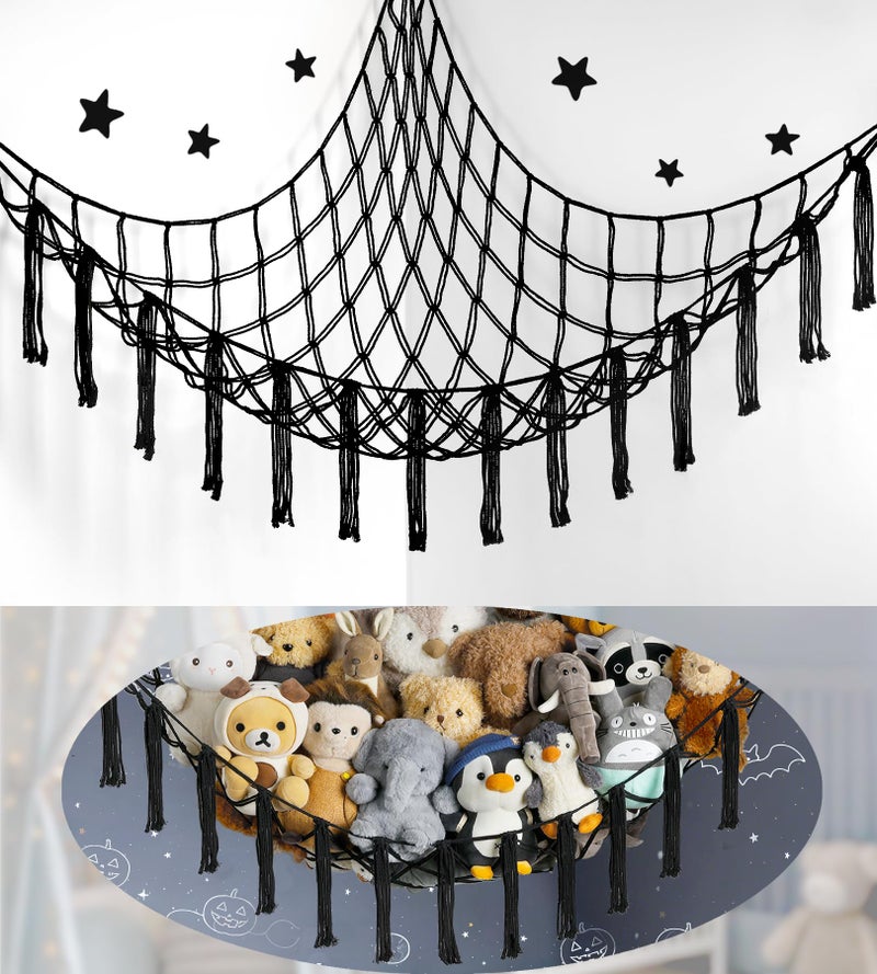 mirolam Stuffed Animal Storage Hammock or Net Corner - Large Toy Hammock Net for Stuffed Animals Room Decor - Cute Stuff Animal Organizer Plush Holder - Kids Baby Nursery Essentials Wall Bedroom Home Decor - Image 1