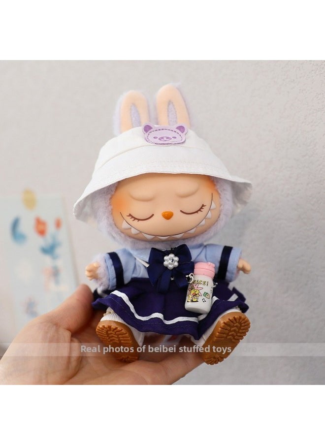 null - LABOBU Sitting Party Doll Coat Rab Bub Macaron 2nd Generation Sitting Vinyl Doll Clothes Replacement Dress-Specifications:Suitable For Pendant First Generation And Second Generation-Color:Smiling Star Four-piece Set (doll Not Included) - Image 1