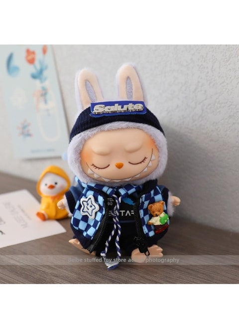 LABOBU Sitting Party Doll Coat Rab Bub Macaron 2nd Generation Sitting Vinyl Doll Clothes Replacement Dress-Specifications:Suitable For Pendant First Generation And Second Generation-Color:Smiling Star Four-piece Set (doll Not Included)