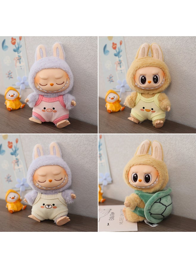 null - LABOBU Sitting Party Doll Coat Rab Bub Macaron 2nd Generation Sitting Vinyl Doll Clothes Replacement Dress-Specifications:Suitable For Pendant First Generation And Second Generation-Color:Smiling Star Four-piece Set (doll Not Included) - Image 1