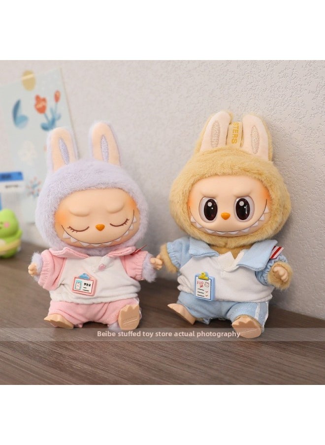 null - LABOBU Sitting Party Doll Coat Rab Bub Macaron 2nd Generation Sitting Vinyl Doll Clothes Replacement Dress-Specifications:Suitable For Pendant First Generation And Second Generation-Color:Smiling Star Four-piece Set (doll Not Included) - Image 1