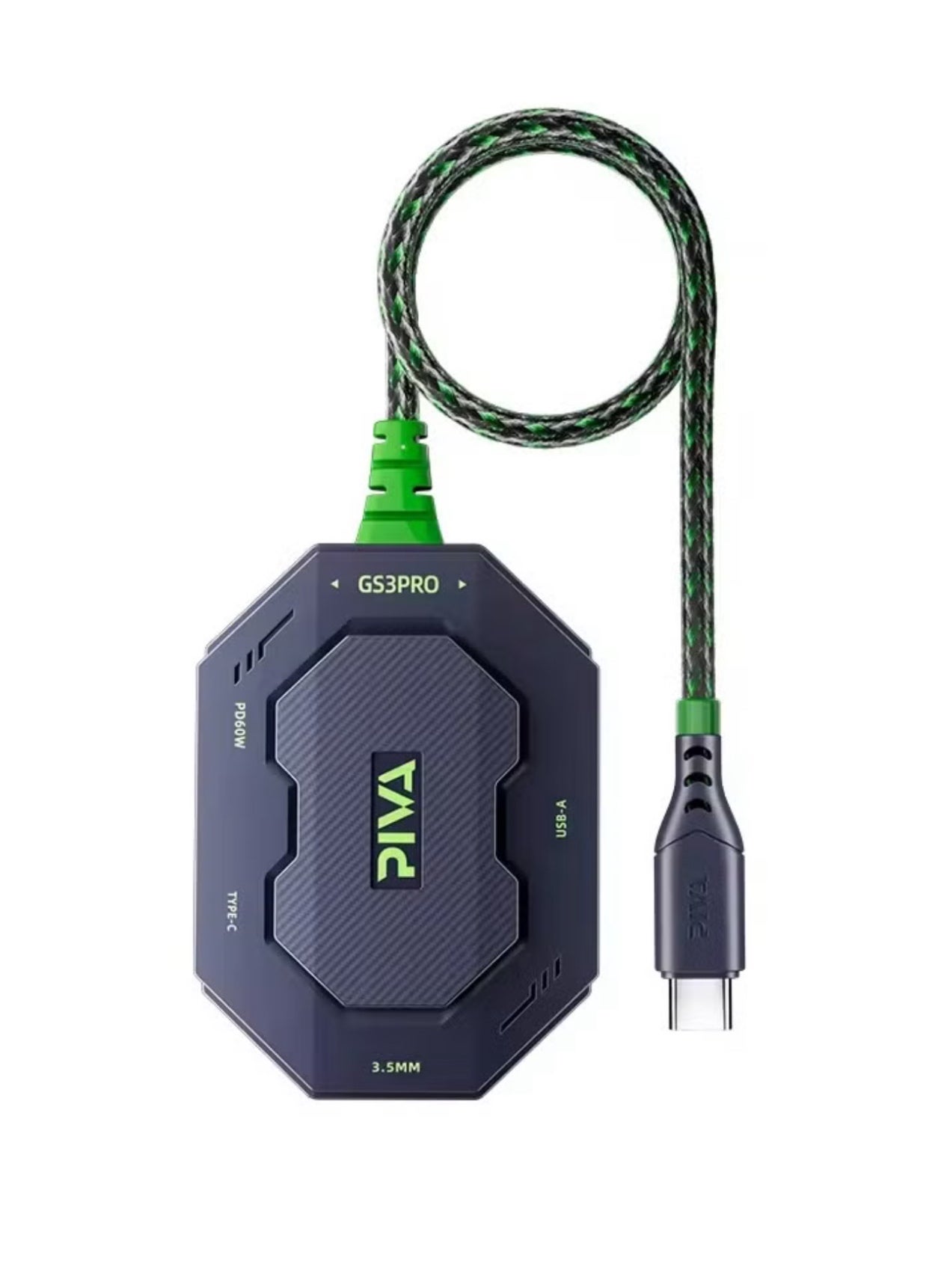 PIVA GS3 Pro 4-in-1 USB-C Audio and Charging Dongle USB Hub Adapter, High Resolution, 60W Fast Charging for Gaming and Live Streaming, for RedMagic, iPad, iPhone 15/16/17 Series, Android and Tablets (Perfect for PUBG Mobile and COD)