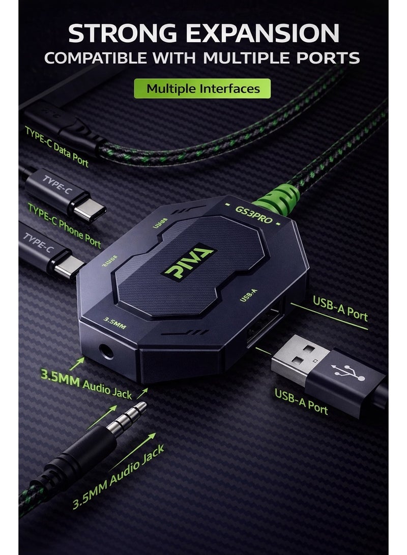 PIVA GS3 Pro 4-in-1 USB-C Audio and Charging Dongle USB Hub Adapter, High Resolution, 60W Fast Charging for Gaming and Live Streaming, for RedMagic, iPad, iPhone 15/16/17 Series, Android and Tablets (Perfect for PUBG Mobile and COD) - Image 4