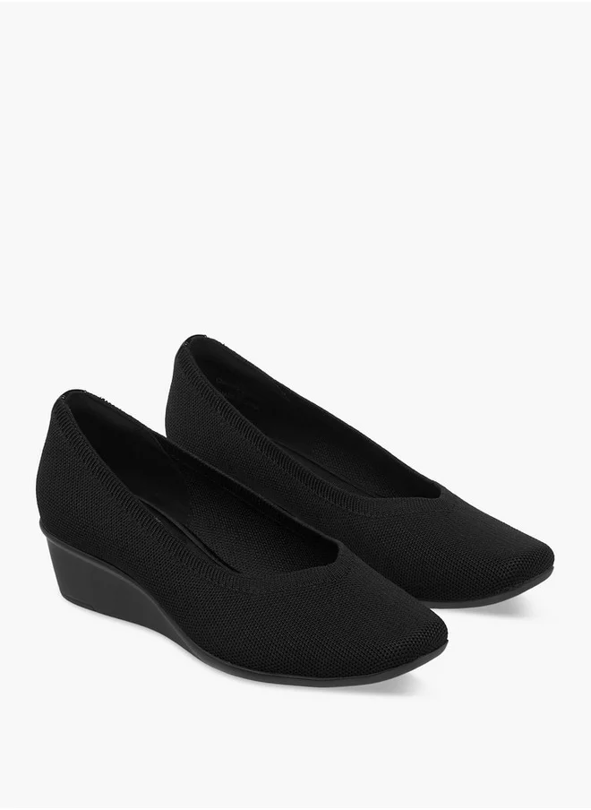 Le Confort Women's Flyknit Textured Slip-On Ballerina Shoes with Wedge Heels