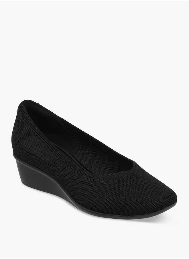 Le Confort Women's Flyknit Textured Slip-On Ballerina Shoes with Wedge Heels
