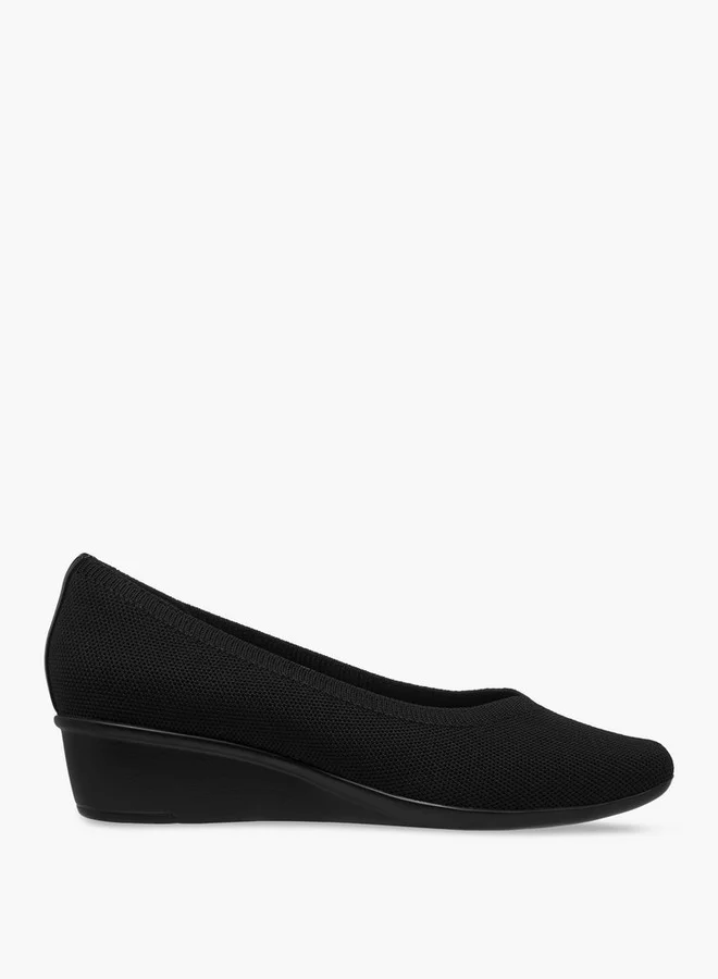 Le Confort Women's Flyknit Textured Slip-On Ballerina Shoes with Wedge Heels