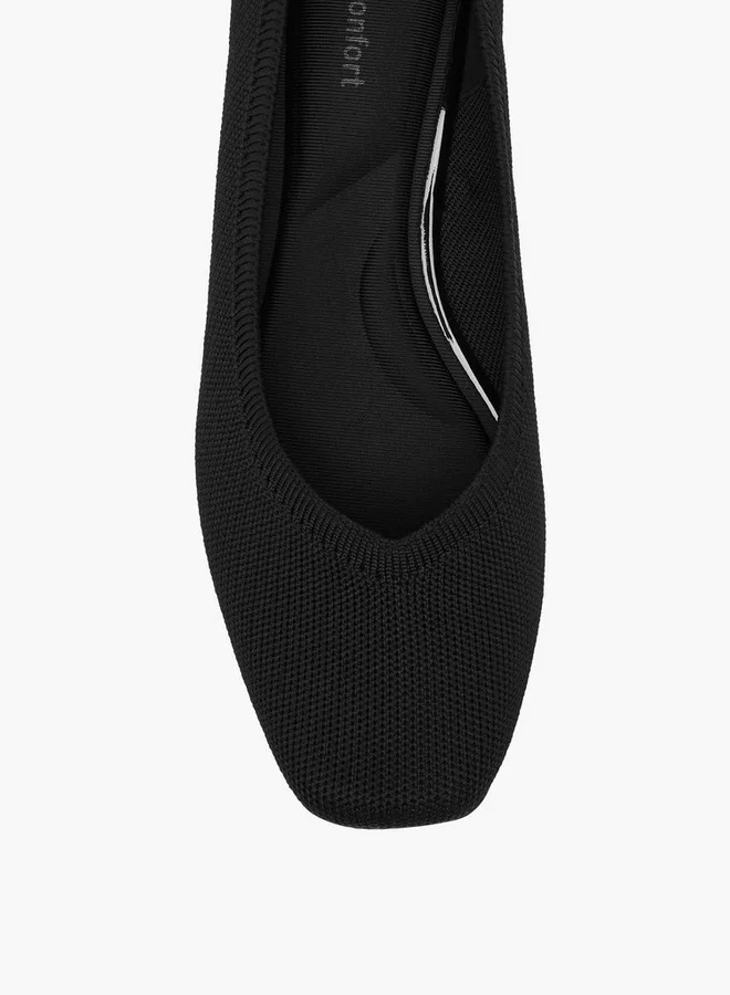 Le Confort Women's Flyknit Textured Slip-On Ballerina Shoes with Wedge Heels
