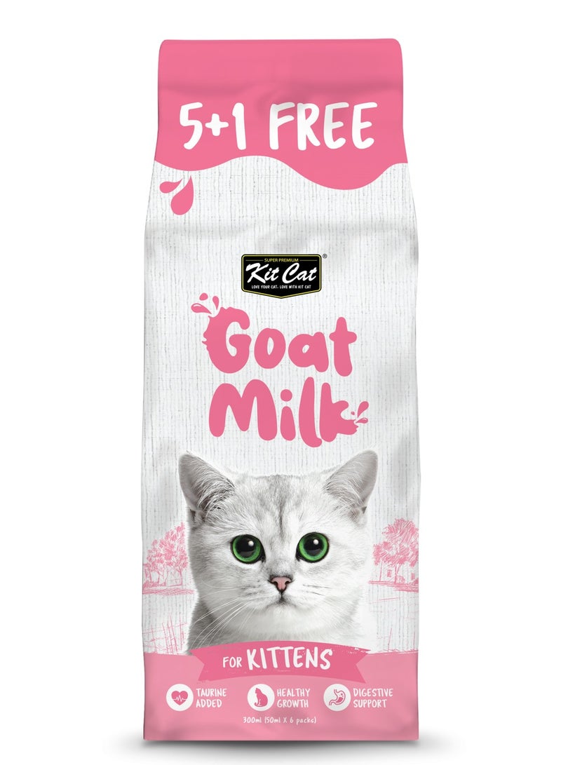 كيت كات حليب ماعز للقطط الصغيرة - 6x50 مل - تركيبة مدعمة بالتوراين لدعم الهضم والنمو الصحي - حليب قطط للقطط الصغيرة - Image 1