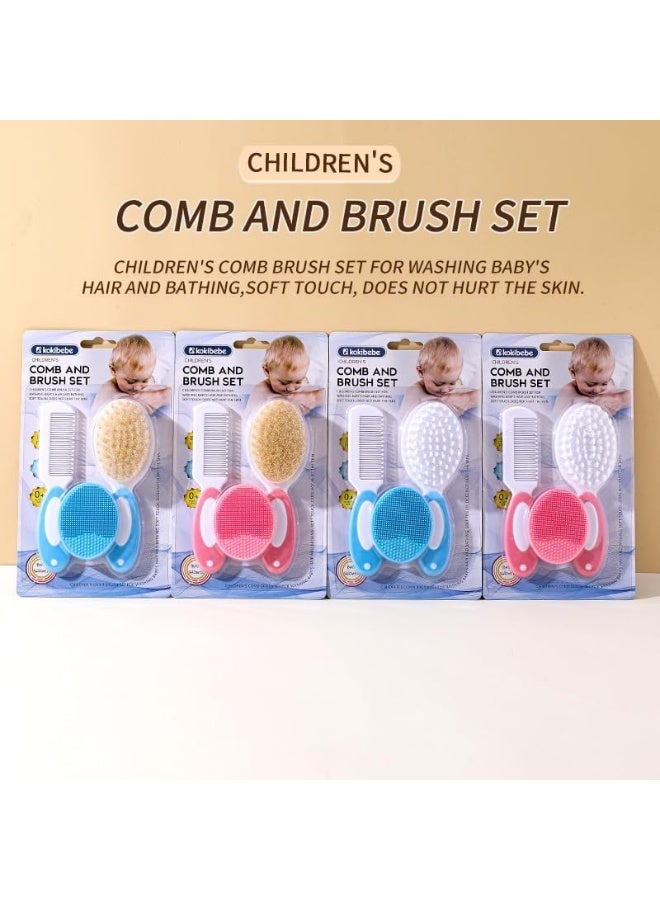 kokibebe' Kokibebe 3-Piece Baby Hair Care Set, Comb, Hairbrush, and Silicone Bath Brush, Suitable for Newborns from 0 Months, BPA Free - Image 3