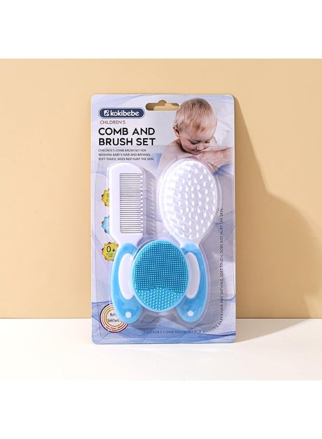 kokibebe' Kokibebe 3-Piece Baby Hair Care Set, Comb, Hairbrush, and Silicone Bath Brush, Suitable for Newborns from 0 Months, BPA Free - Image 1