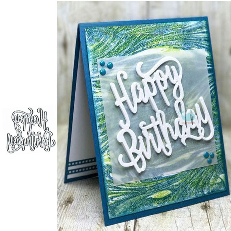 DDeehs Happy Birthday Letter Metal Die Cuts Word Birthday Party Invitation Cutting Dies Scrapbooking Album Decorative Embossing Paper Dies for Card Making
