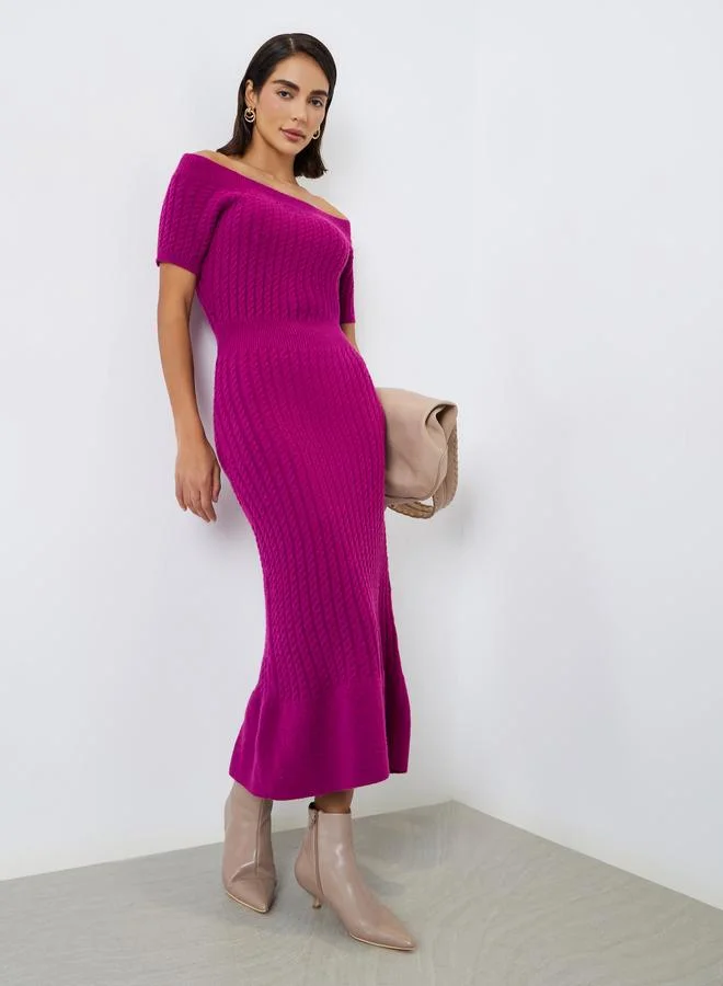 ستايلي فستان سويتر ميدي تريكو ضفائر