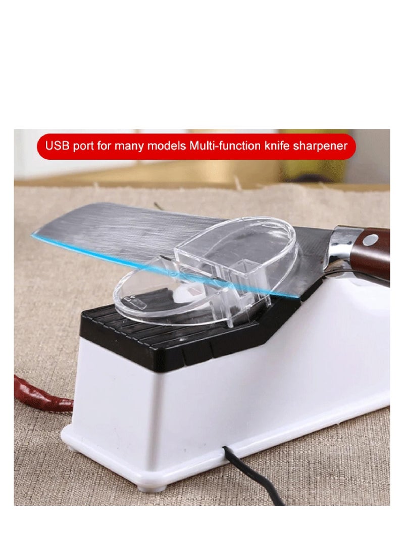 SYOSI - Electric Knife Sharpener, Professional Electric Knife Sharpener Tool for Home, 5 Seconds for Quick Sharpening & Polishing with Protective Cover, ABS Plastic Construction (USB Interface Style) - Image 1