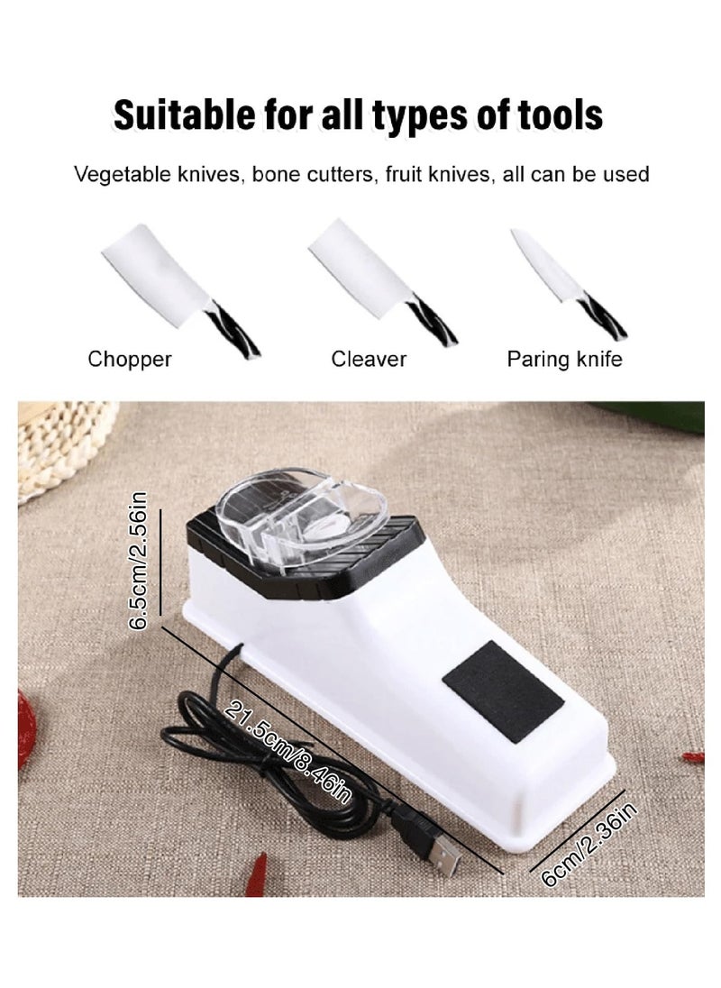 SYOSI Electric Knife Sharpener, Professional Electric Knife Sharpener Tool for Home, 5 Seconds for Quick Sharpening & Polishing with Protective Cover, ABS Plastic Construction (USB Interface Style)  - Image 5
