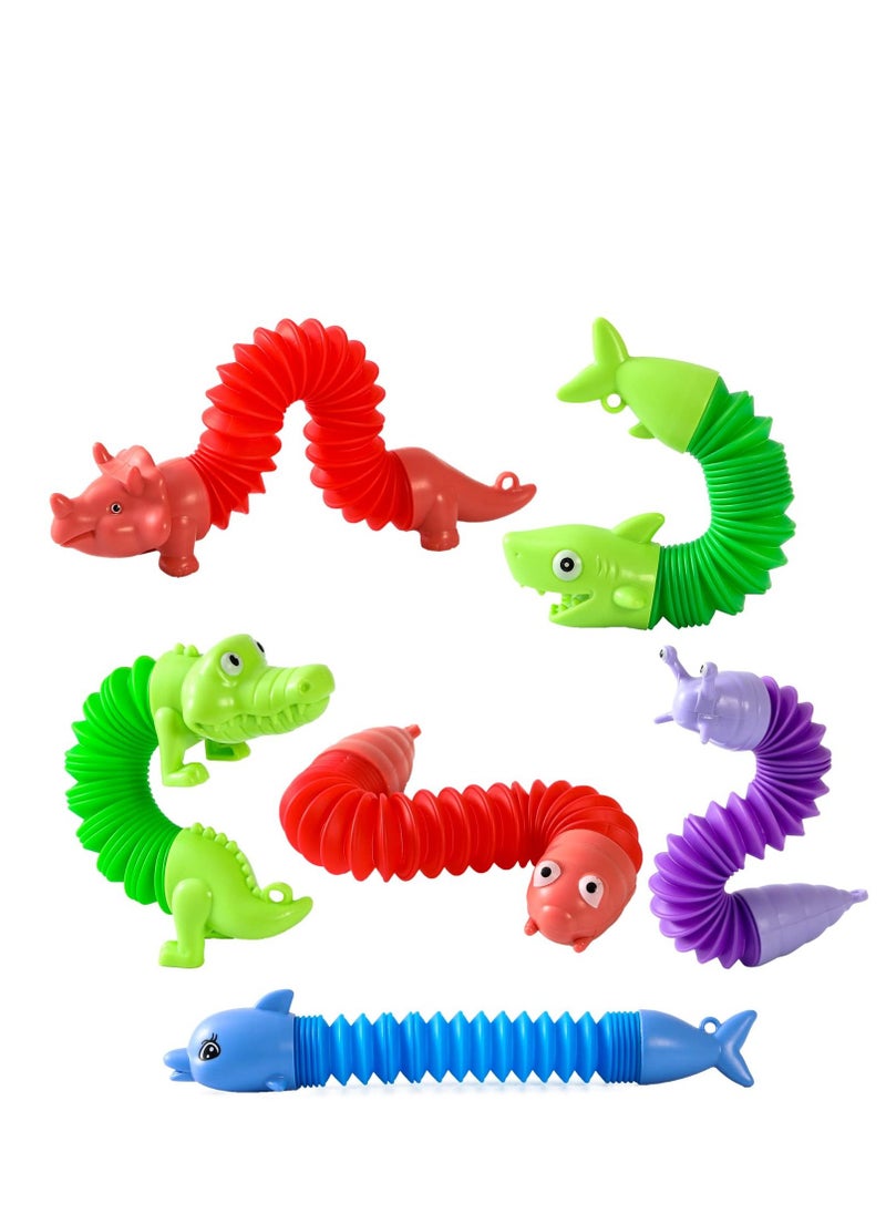 MIXDE 6 Pack Animal pop Tubes,Mini Keychain Pop Tubes,Kids Party Favors ,Toddler Toys Age 1-4,Sensory Toys for Toddlers ,Party Favors for Kids ,Classroom prizes,Toddler Travel Toys,Mini Toys  - Image 1