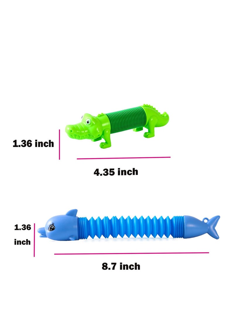 MIXDE 6 Pack Animal pop Tubes,Mini Keychain Pop Tubes,Kids Party Favors ,Toddler Toys Age 1-4,Sensory Toys for Toddlers ,Party Favors for Kids ,Classroom prizes,Toddler Travel Toys,Mini Toys  - Image 4