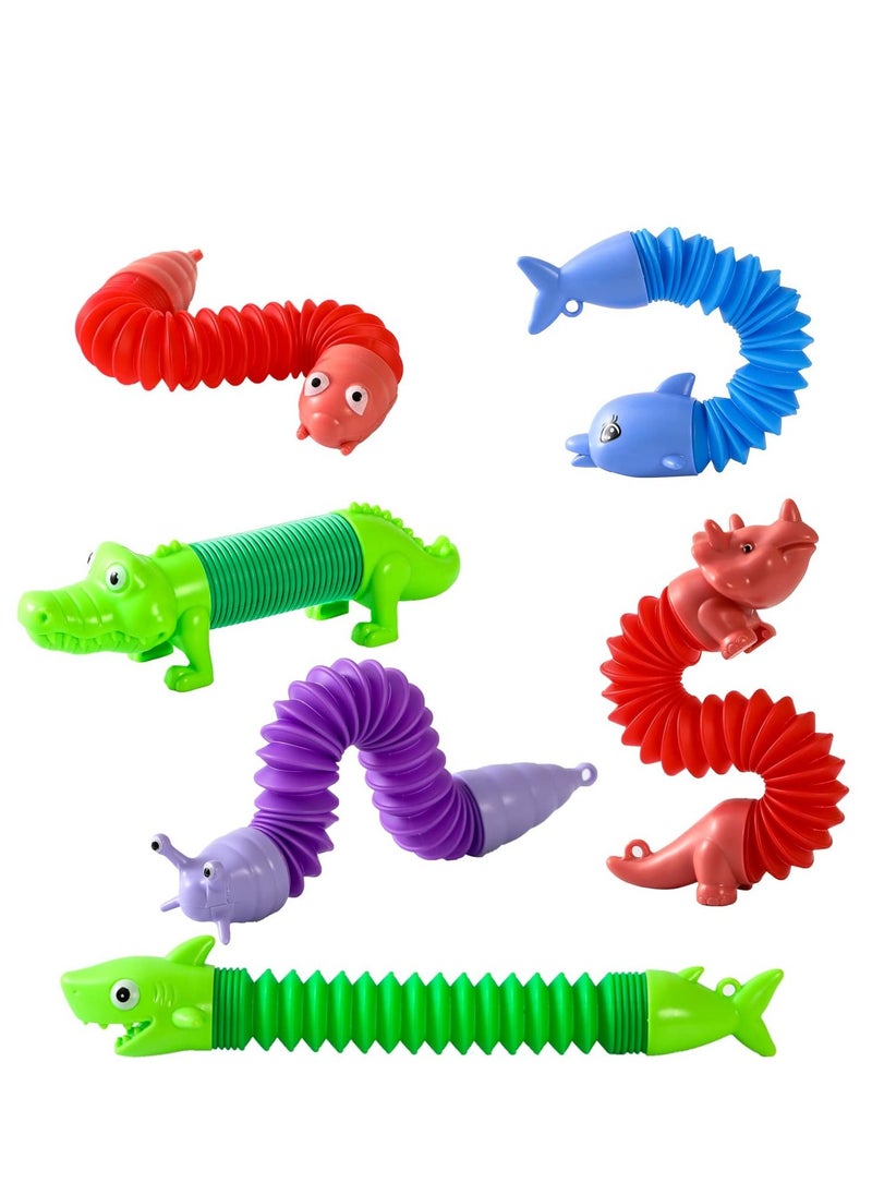 MIXDE 6 Pack Animal pop Tubes,Mini Keychain Pop Tubes,Kids Party Favors ,Toddler Toys Age 1-4,Sensory Toys for Toddlers ,Party Favors for Kids ,Classroom prizes,Toddler Travel Toys,Mini Toys  - Image 3