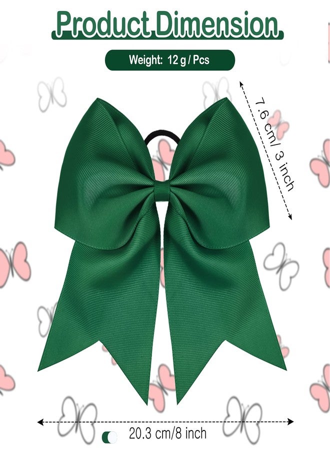 WILLBOND 2 Packs Jumbo Cheerleading Bow 8 Inch Large Cheer Hair Bows with Ponytail Holder for Teen Girls Softball Outfit Uniform(Green) - Image 3