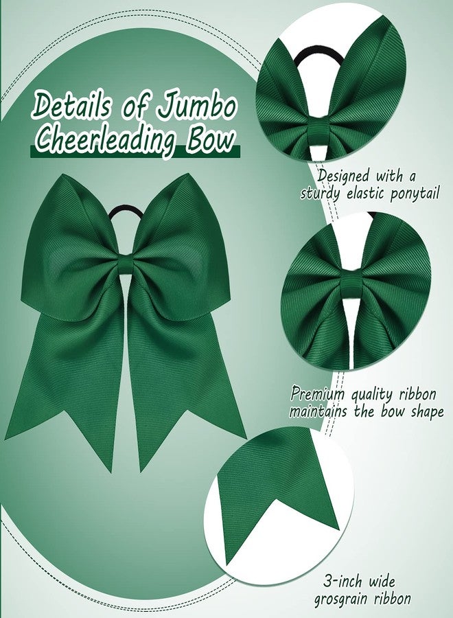 WILLBOND 2 Packs Jumbo Cheerleading Bow 8 Inch Large Cheer Hair Bows with Ponytail Holder for Teen Girls Softball Outfit Uniform(Green) - Image 2