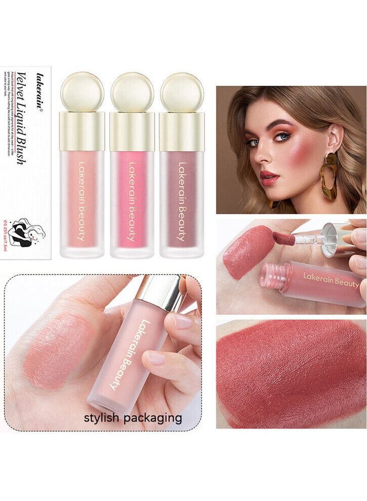 Velvet Liquid Blush Soft Cream Blush Makeup Liquid Blush for Cheeks Natural Looking Long Lasting Smudge Proof Velvet Mousse Dewy Finish Easy to Blend Blusher (#5)