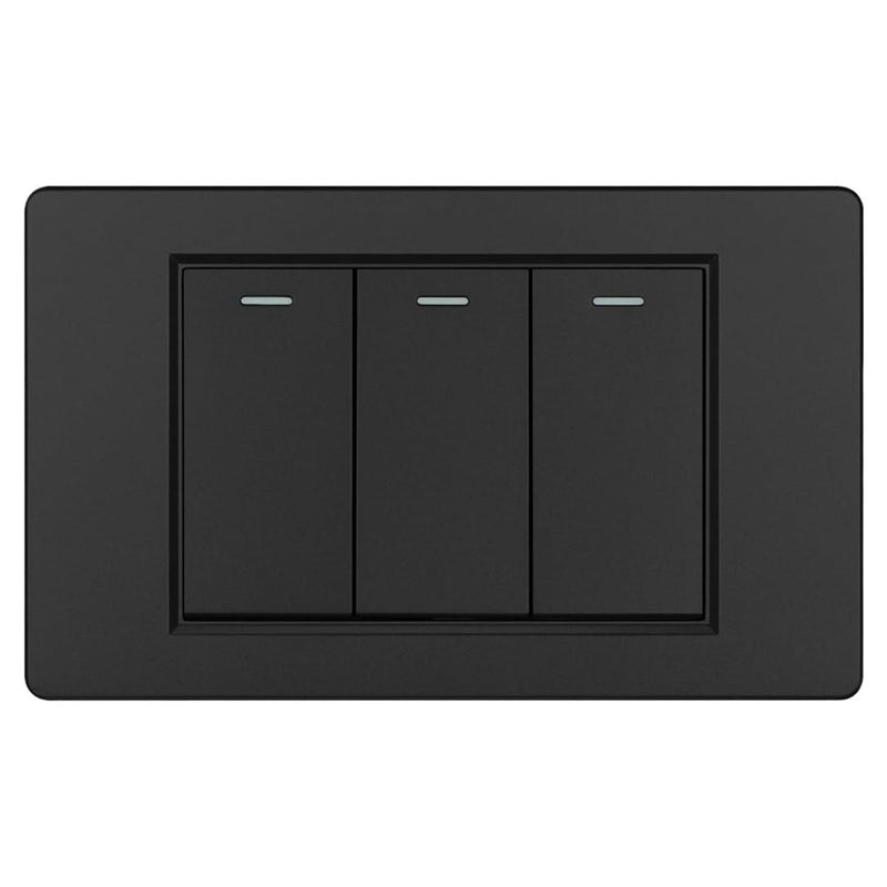 3 Gang Black Wall Light Switch 2 Way Dimmer Panel Power Button for Home 220V - Image 2