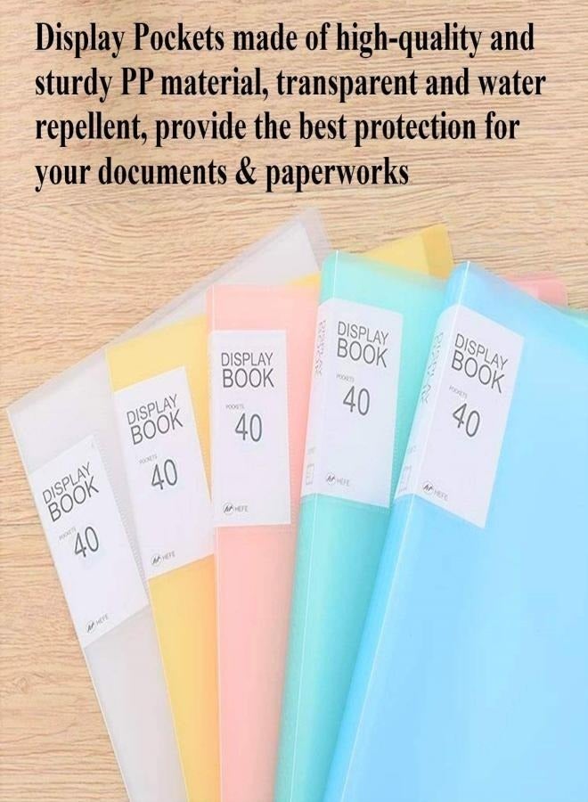 5Pcs A4 PP Display Book, 40 Transparent Pockets Presentation Book Translucent Cover for Brochures Reports Certificates - Image 4