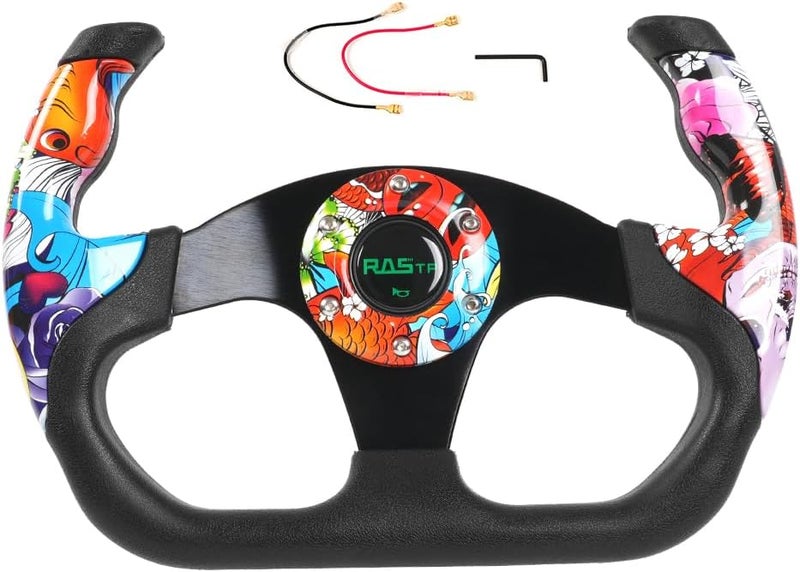 RASTP 12.8" Graffiti Pattern Racing Steering Wheel - Image 1