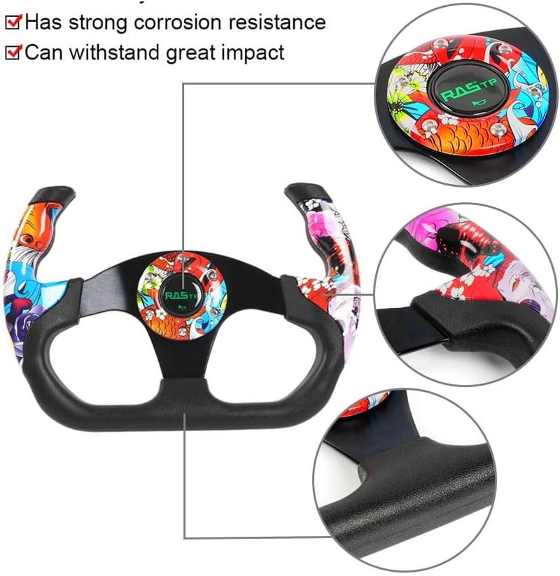 RASTP 12.8" Graffiti Pattern Racing Steering Wheel - Image 3