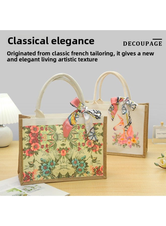 Thanksgiving Diy Handmade Butterfly Ancient Bart Canvas Tote Bag Sack Paste Group Building Parent-child Material Bag Warm-up Field-Color:LB-N17 Lotus Material Contains Scissors Glue_vertical  - Image 3