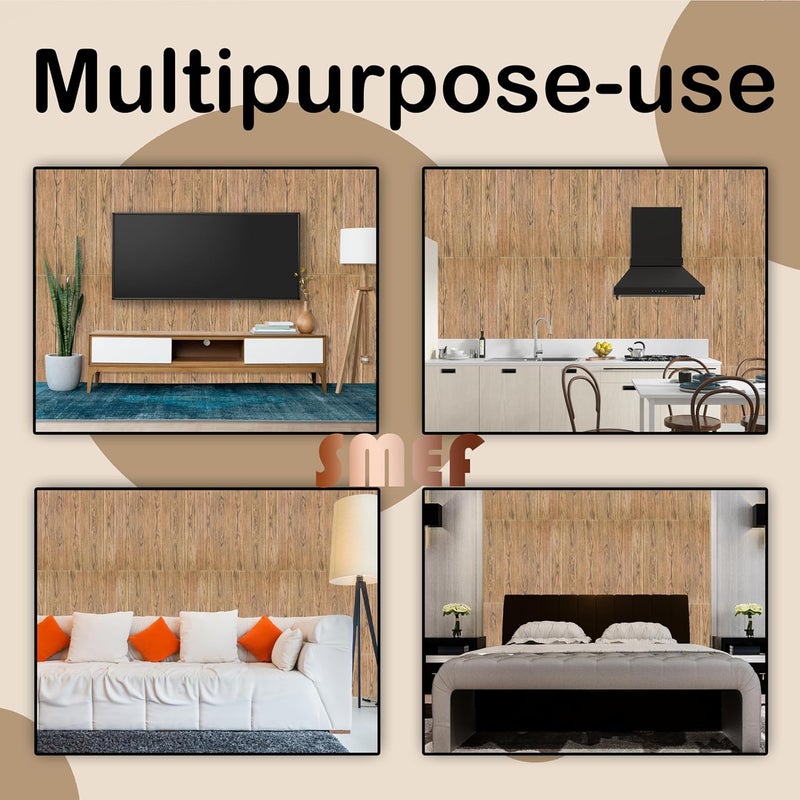 SMEF 3D Brick Wallpaper PE Foam self Adhesive Brick Design Wall Stickers/DIY Wallpaper for Home Hotel Living Room Bedroom Cafe Decor || Size 70 * 70 cm (Dark-Wood, 5) - Image 4