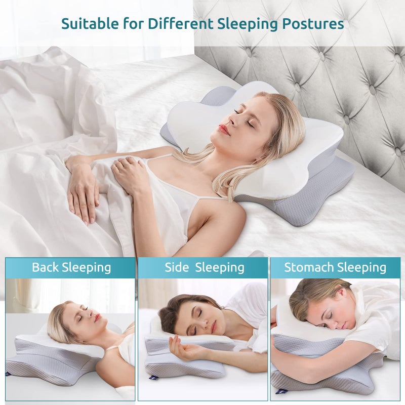 DONAMA DONAMA Cervical Pillow for Neck and Shoulder,Contour Memory Foam Pillow,Ergonomic Neck Support Pillow for Side Back Stomach Sleepers with Pillowcase  - Image 3