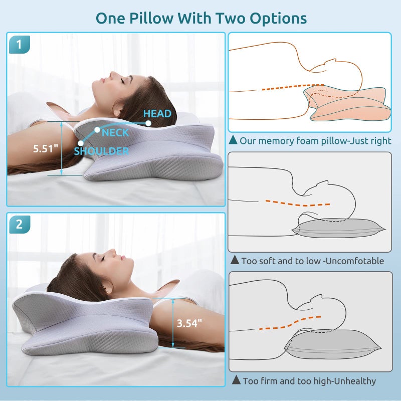 DONAMA DONAMA Cervical Pillow for Neck and Shoulder,Contour Memory Foam Pillow,Ergonomic Neck Support Pillow for Side Back Stomach Sleepers with Pillowcase  - Image 4
