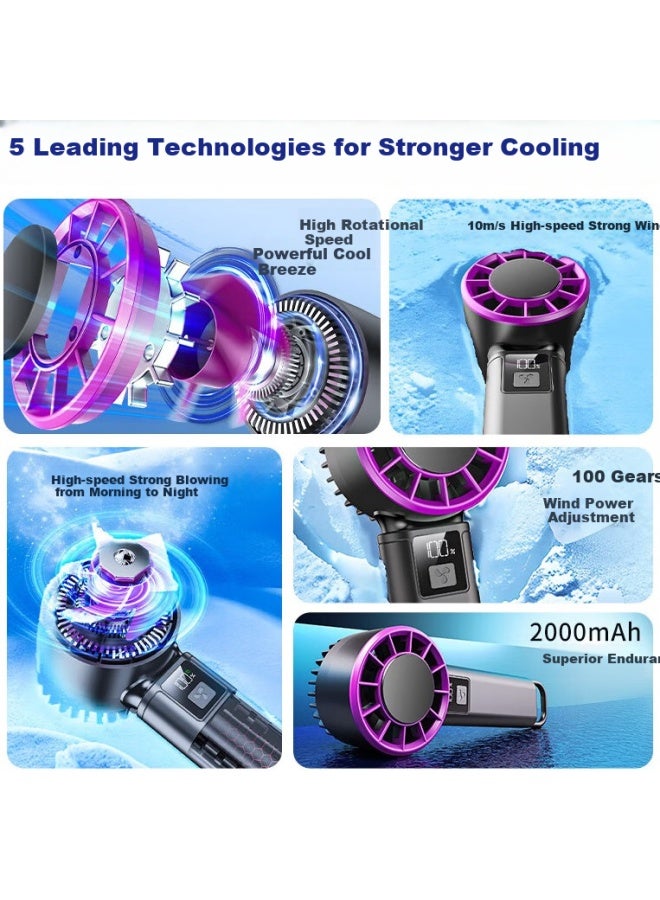 Kovol 100-Speed Super High-Speed Handheld Small Fan Large Wind Power Portable Mini Usb Charging Turbine Office Student Dormitory Desktop Small Fan Cooling Artifact - Image 1