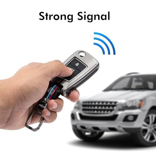 SHOPOFLUX Metal Key Cover Compatible for Skoda & Volkswagen Cars Kylaq | Slavia | Kushaq | Octavia | Virtus | Taigun | Tiguan | T Roc 3 Button Flip Key (Black) - Image 3