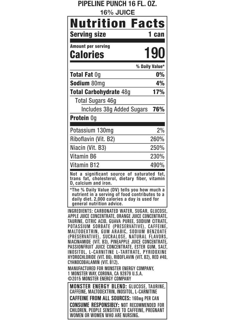 Monster Pipeline Punch Energy Drink, 500ml, Pack of 4 - Image 2