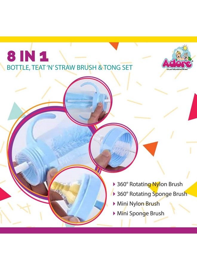 Adore Bottle Nipple And Straw Cleaning Kit Multi Color (Cleaning Brush Kit) (8 In 1)  - Image 5