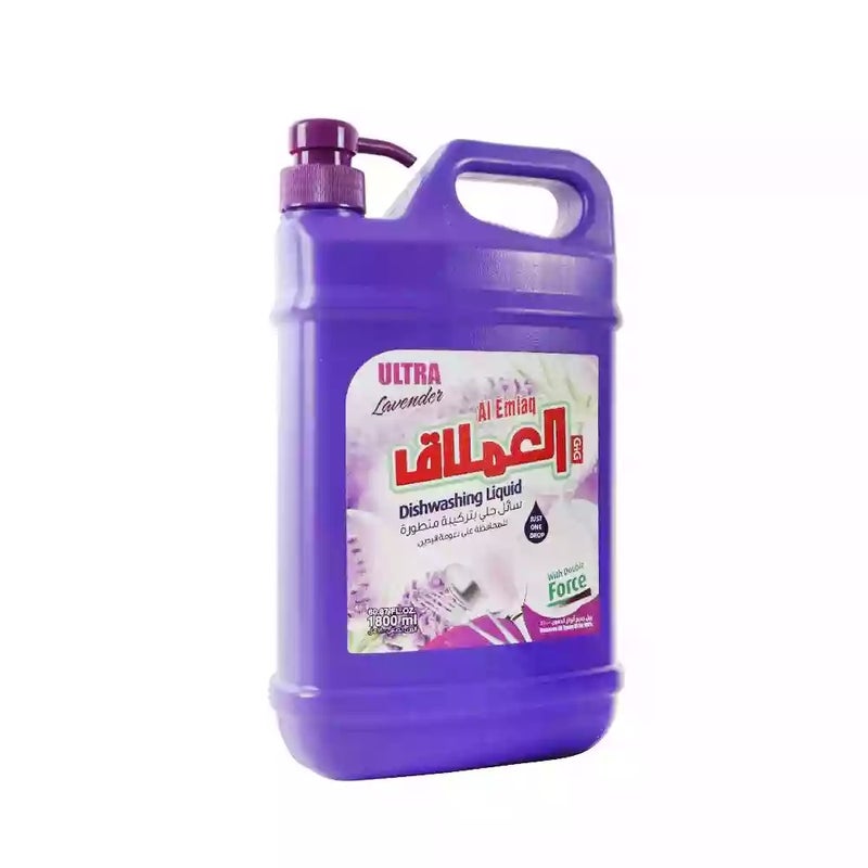 Al Emlaq صابون سائل لغسل الصحون من العملاق بقوة مزدوجة برائحة اللافندر الفائقة - 1800 مل - Image 1