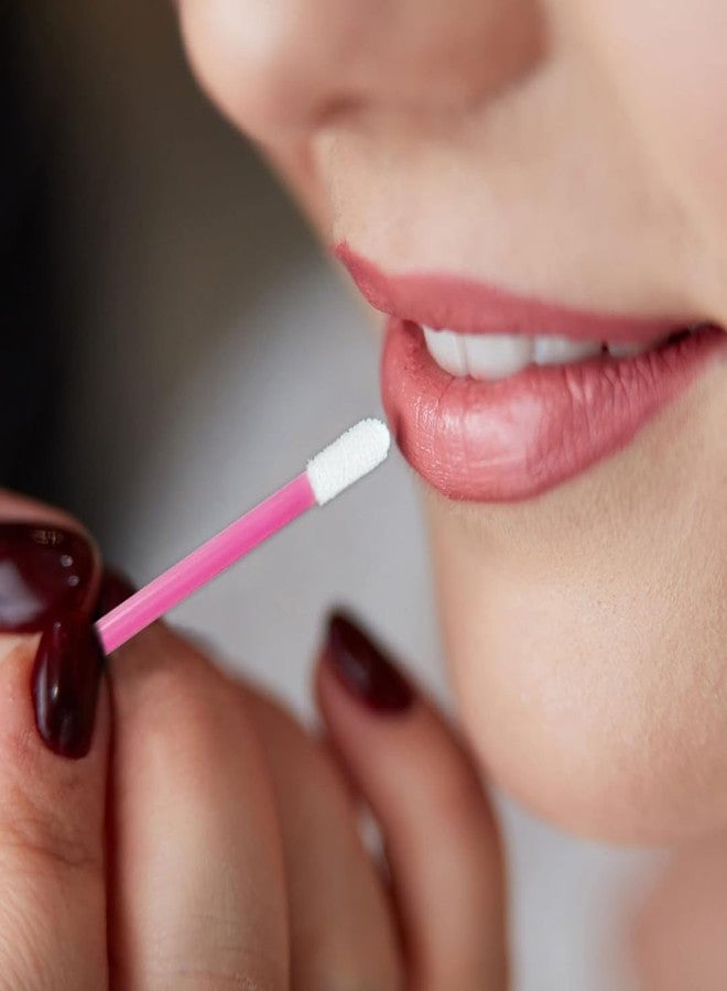 GLOBELLE عصي فرشاة الشفاه للاستخدام مرة واحدة من غلوبيل - عبوة من 50 قطعة: أداة وضع أحمر الشفاه وملمع الشفاه، وفرشاة خافي العيوب للشفاه والعينين ووضع المكياج (وردي) - Image 3