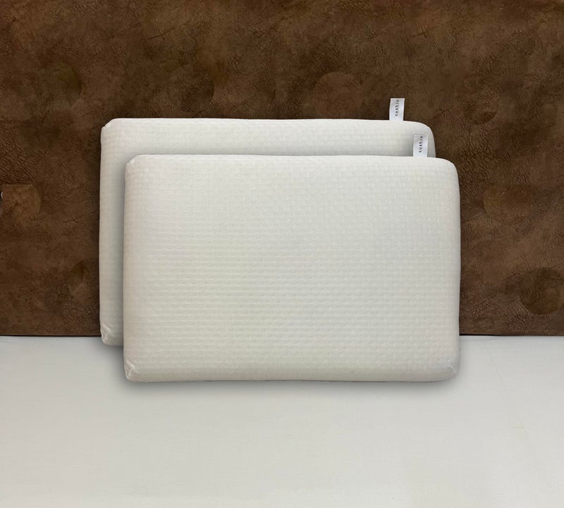 CUSHIO Memory Foam Pillow - 21x13x3 inches (Set of 2) - Cooling Gel Memory Foam - Neck and Shoulder Support - Removable Washable Cover (White) - Image 1