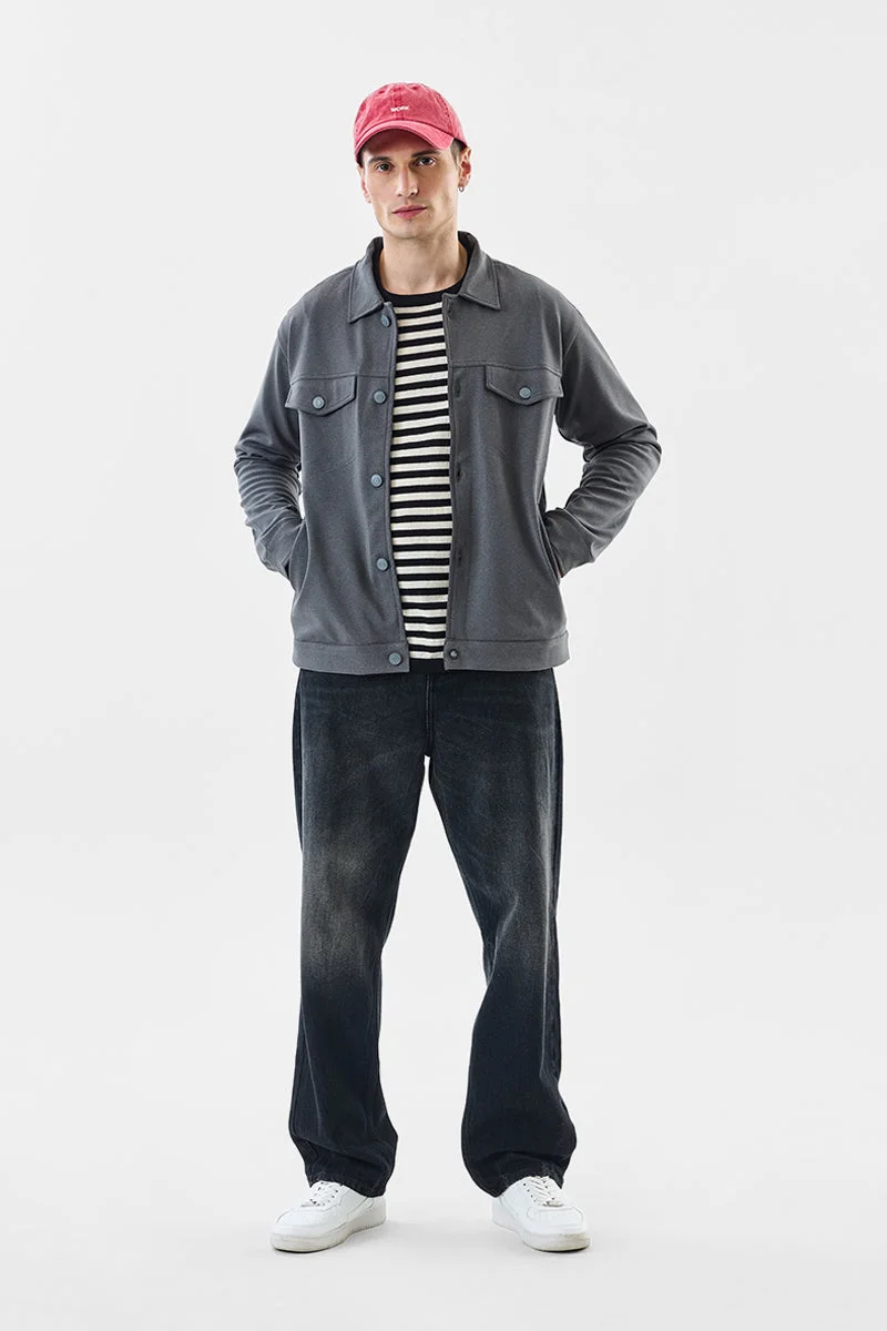 Snitch Grey Relaxed Fit Stretch Double Pocket Jacket for Men | Best Price UAE