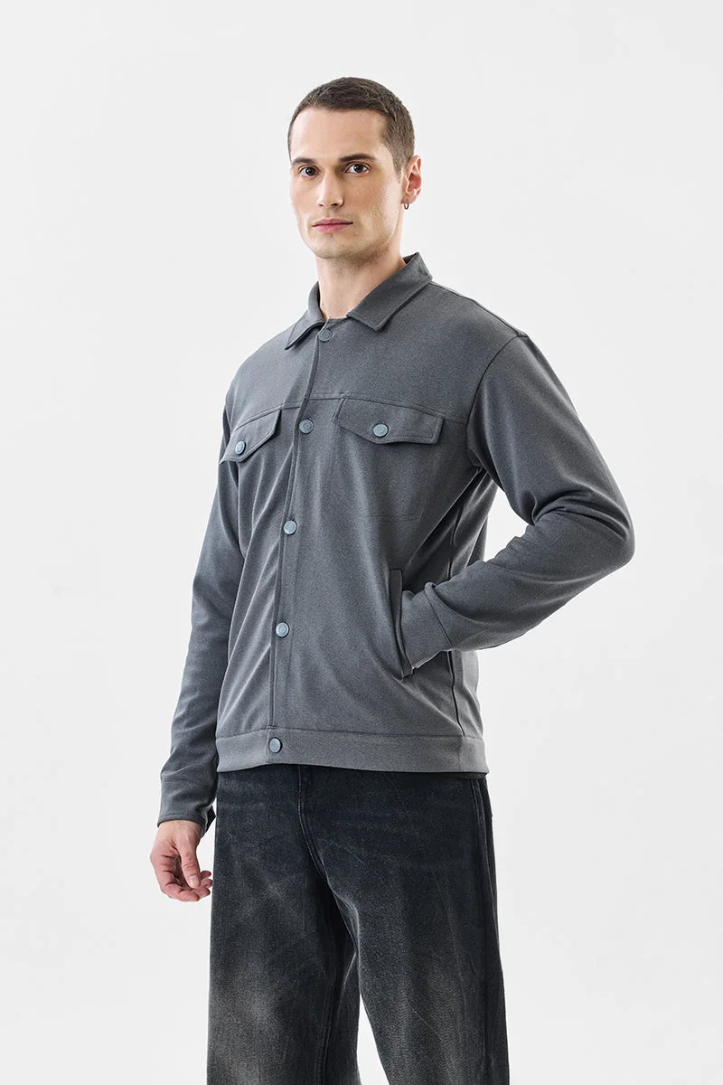 Snitch Grey Relaxed Fit Stretch Double Pocket Jacket for Men | Best Price UAE