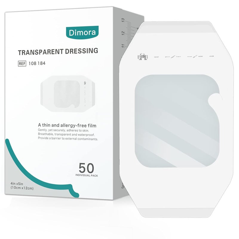 Dimora 50 Packs Transparent Dressing  Calcium Alginate4 x 4 Patches 10 Pack NonStick - Image 2