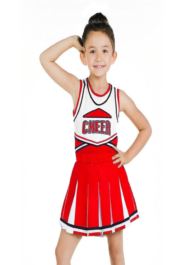 Danzcue Cheerleader Costume for Girls, Cheerleading Outfit for Halloween Party Birthday Gift, Red, X-Large - Image 4