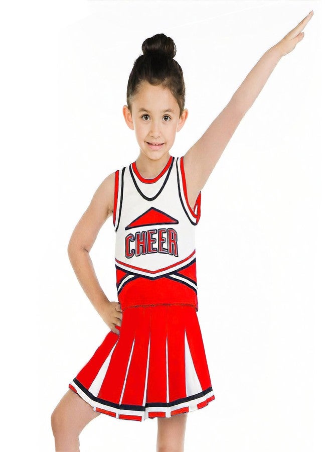 Danzcue Cheerleader Costume for Girls, Cheerleading Outfit for Halloween Party Birthday Gift, Red, X-Large - Image 5