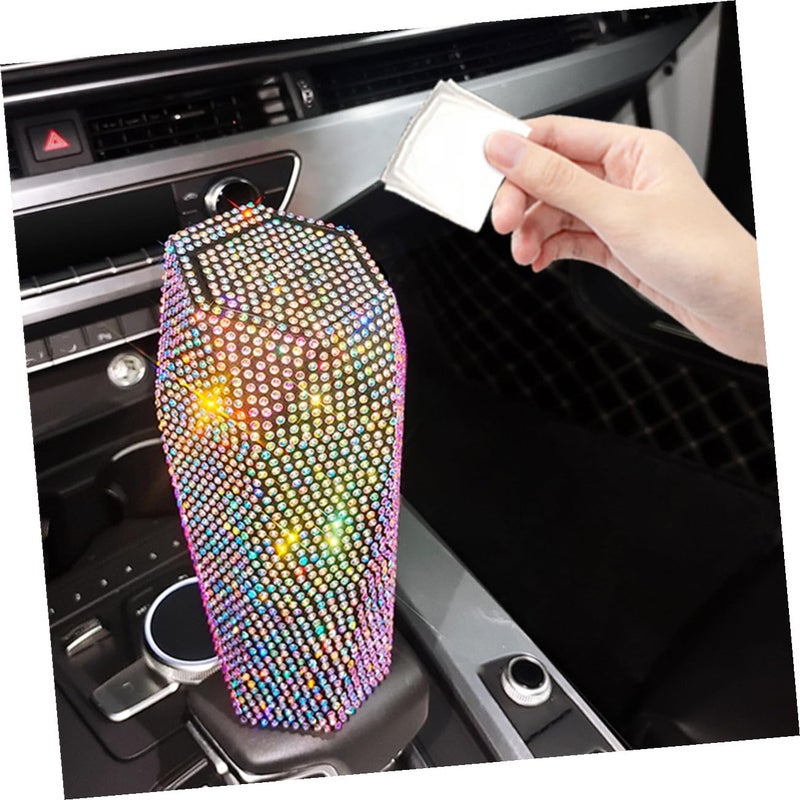Hemobllo Car Trash Bin Rhinestone Decorative Large Capacity Round Auto Garbage Can Detachable Mini Vehicle Waste Holder for Cup Holder Car Organizer - Image 4